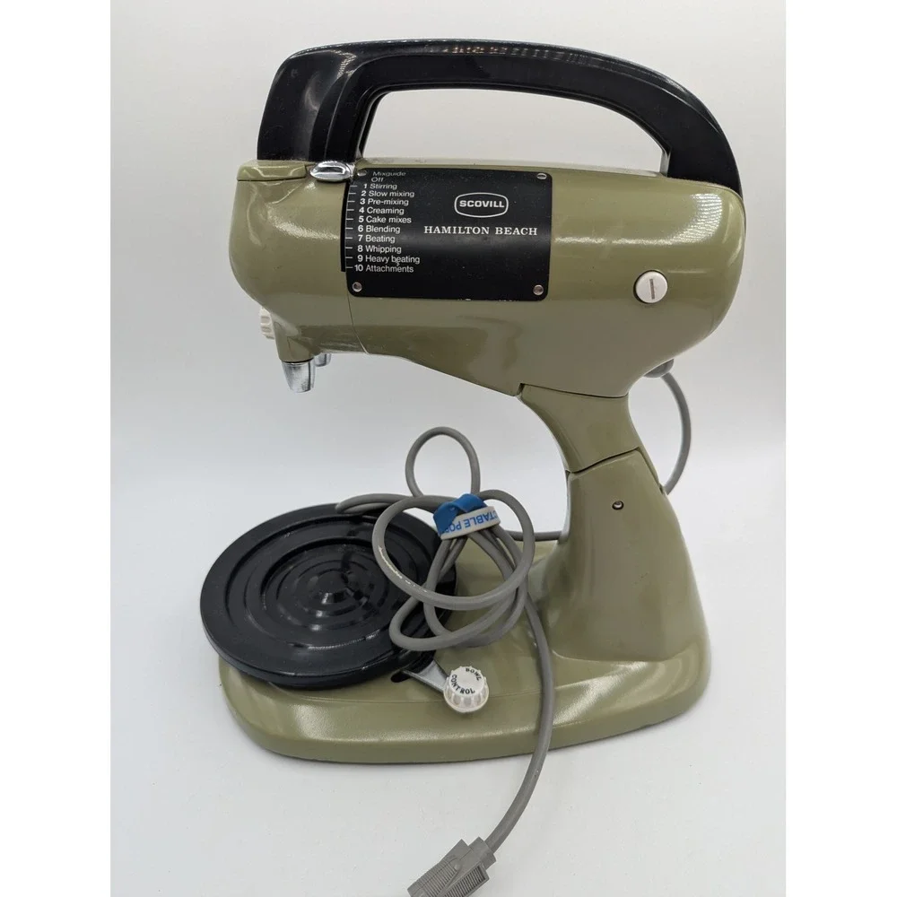 Vintage Hamilton Beach Scovill Avocado Green 10 Speed Stand Mixer MCM 1970s